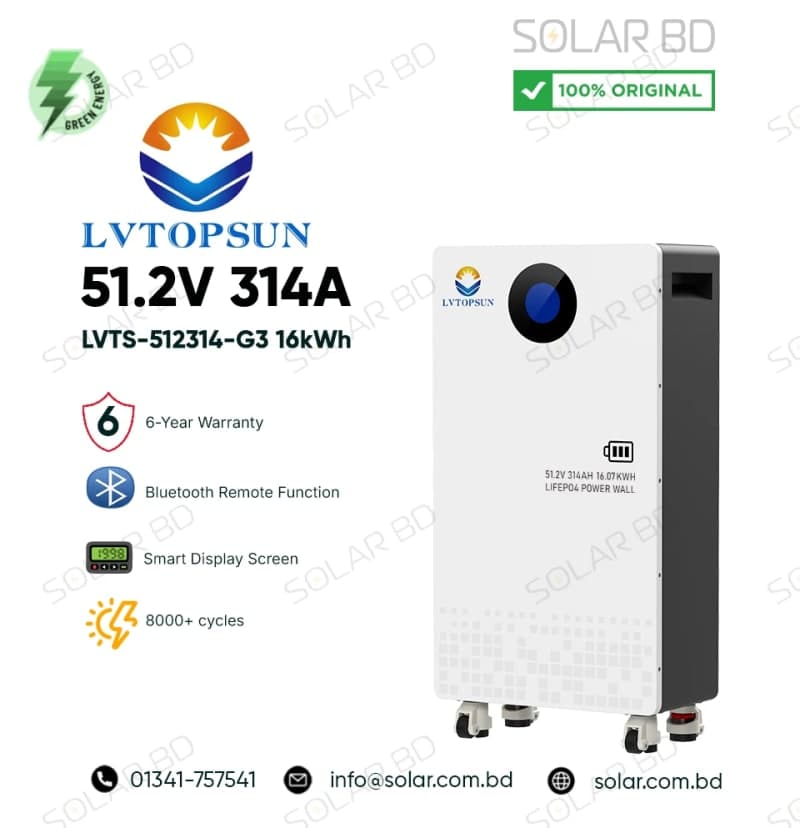 LVTOPSUN G3 51.2V 314A 16 kWh LiFePO4 Solar Energy Storage Battery