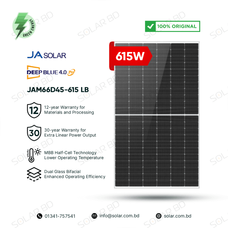 JA Solar Deep Blue 4.0 Pro 615W Bifacial Solar Panel