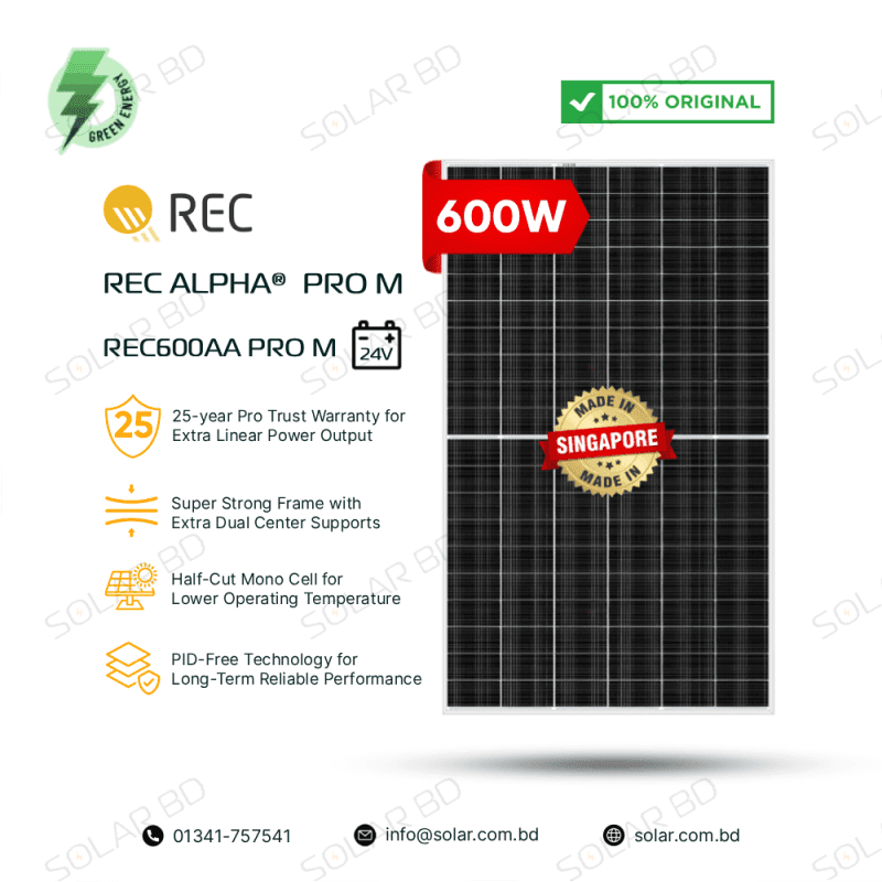 REC Alpha Pro M 600W Heterojunction Mono Solar Panel