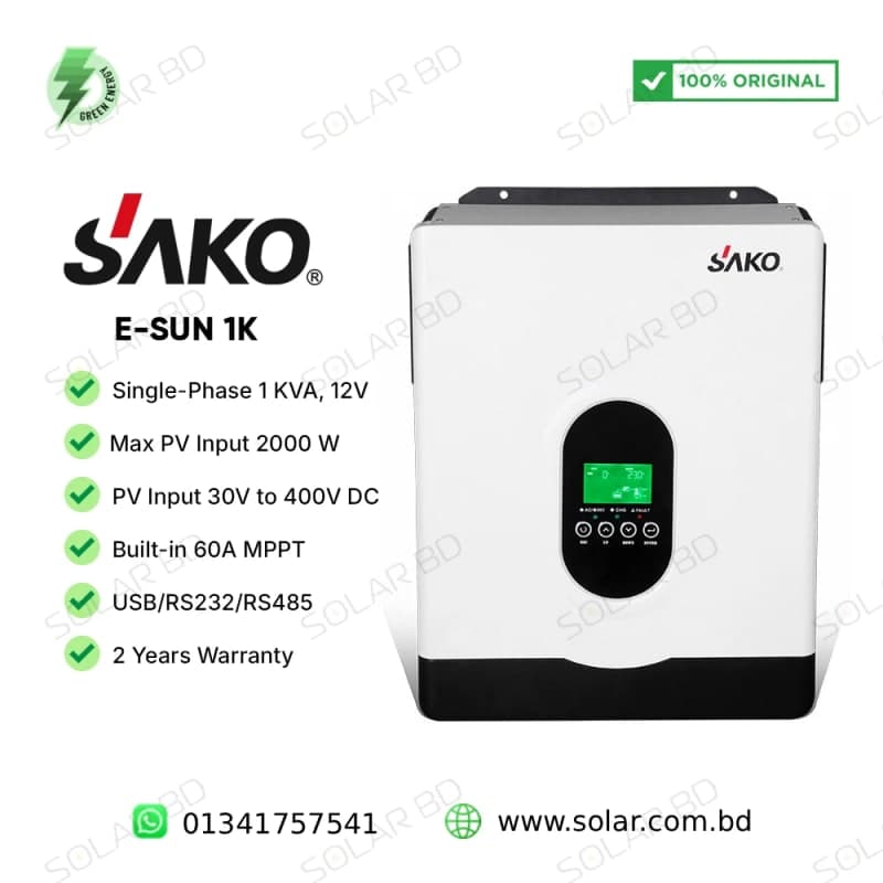 SAKO E-SUN 1.2KVA 12V Off-Grid Hybrid Inverter