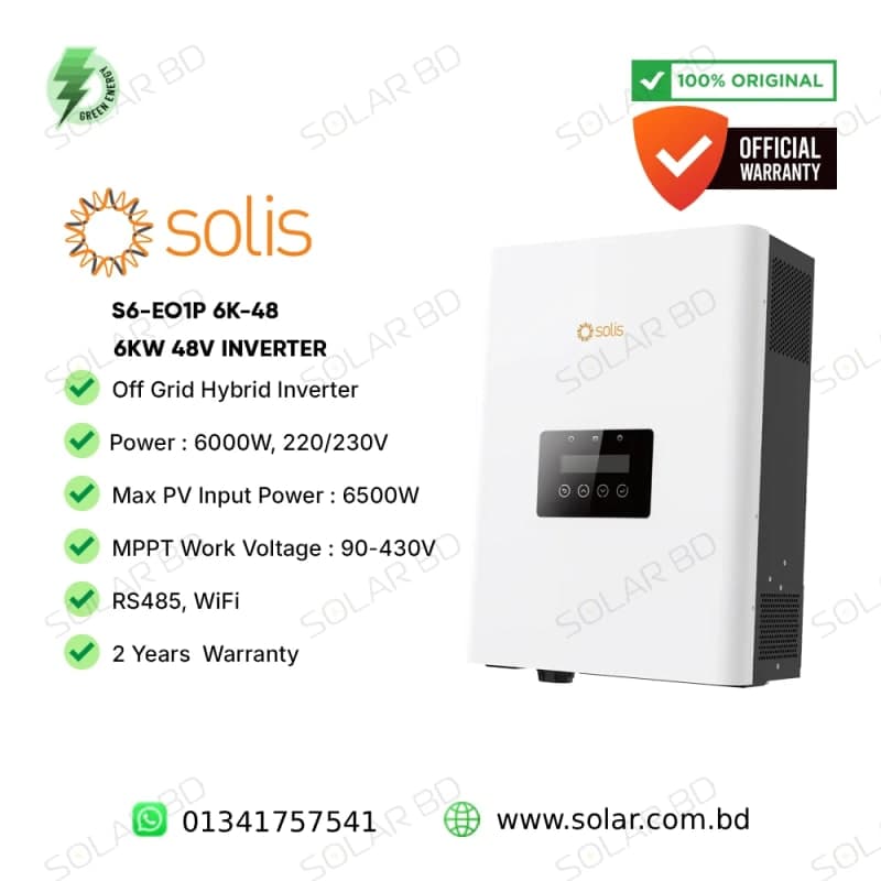 Solis S6-EO1P 6K-48 6kW Single Phase Off-Grid Hybrid Inverter