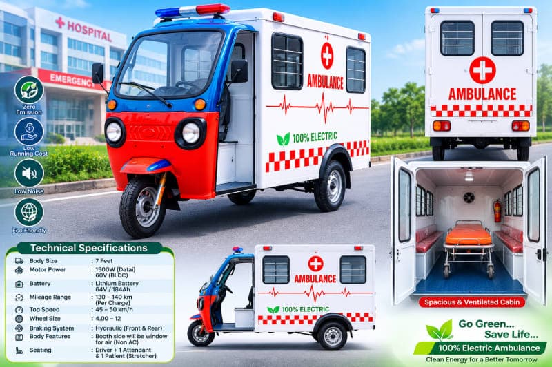 Electric 3 Wheeled Ambulance